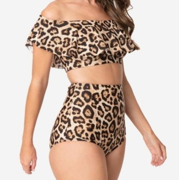 Leopard Print High Waist Louise Swim Bottom - Picture 1 of 4